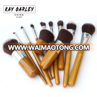 11pcs natural bamboo professional makeup brushes set foundation blending brush tool cosmetic kits makeup set brusher